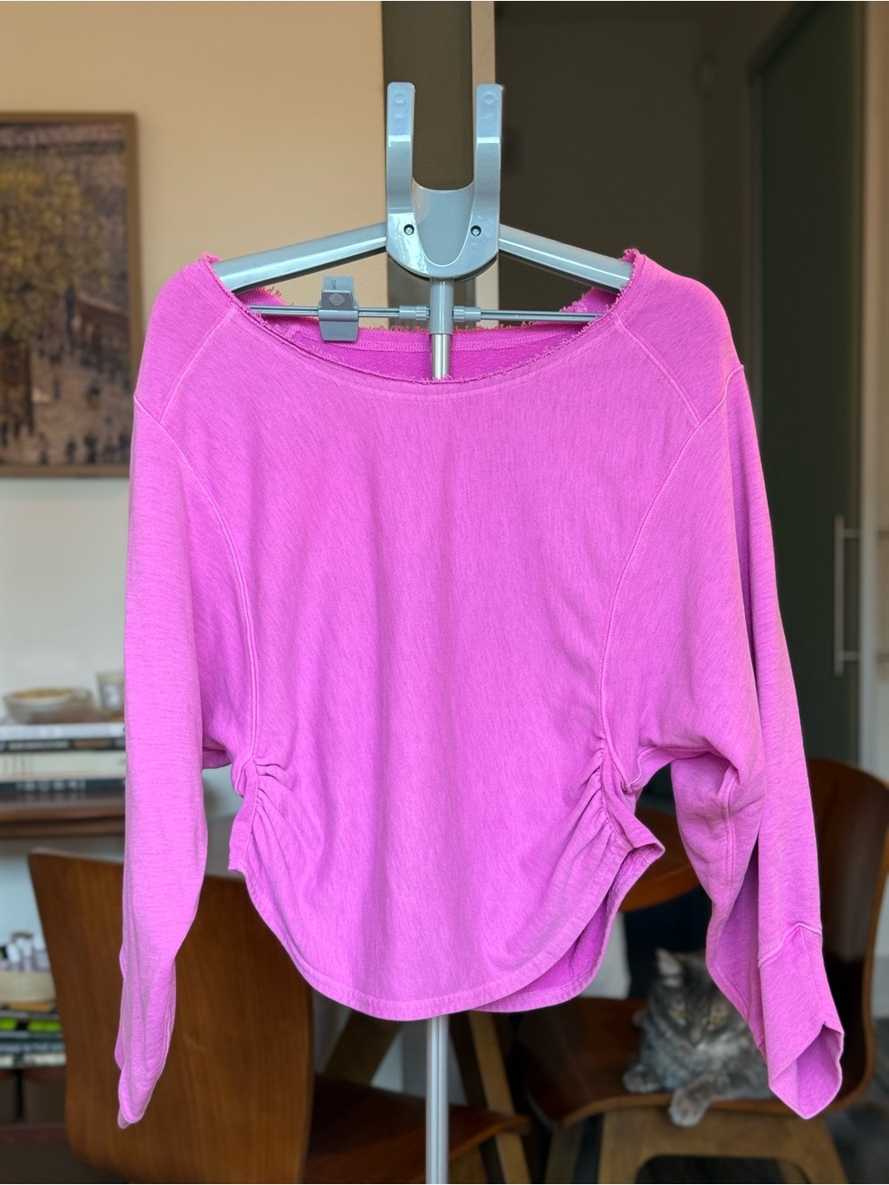 FP Movement by Free People - Bright Pink Ruched-Side Sweatshirt